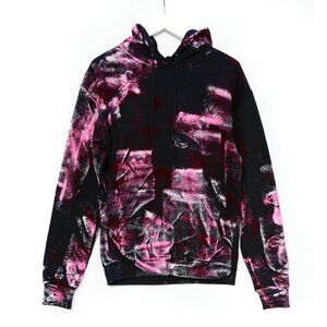 Myrrhe Hand-Painted Pocket Hoodie in Black Raspberry